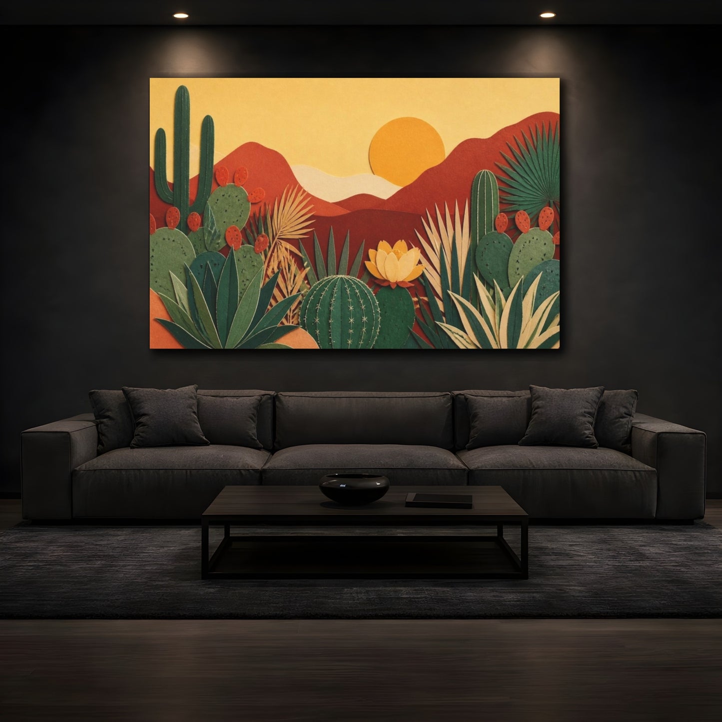 Mockup 3. Boho Cactus Garden shown as canvas print