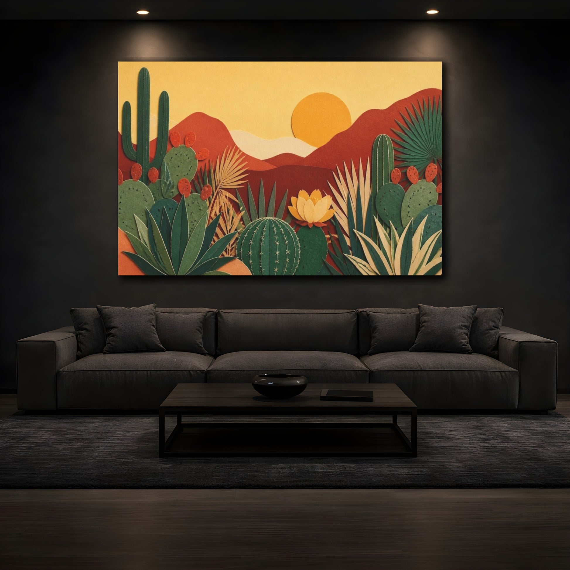 Mockup 3. Boho Cactus Garden shown as canvas print