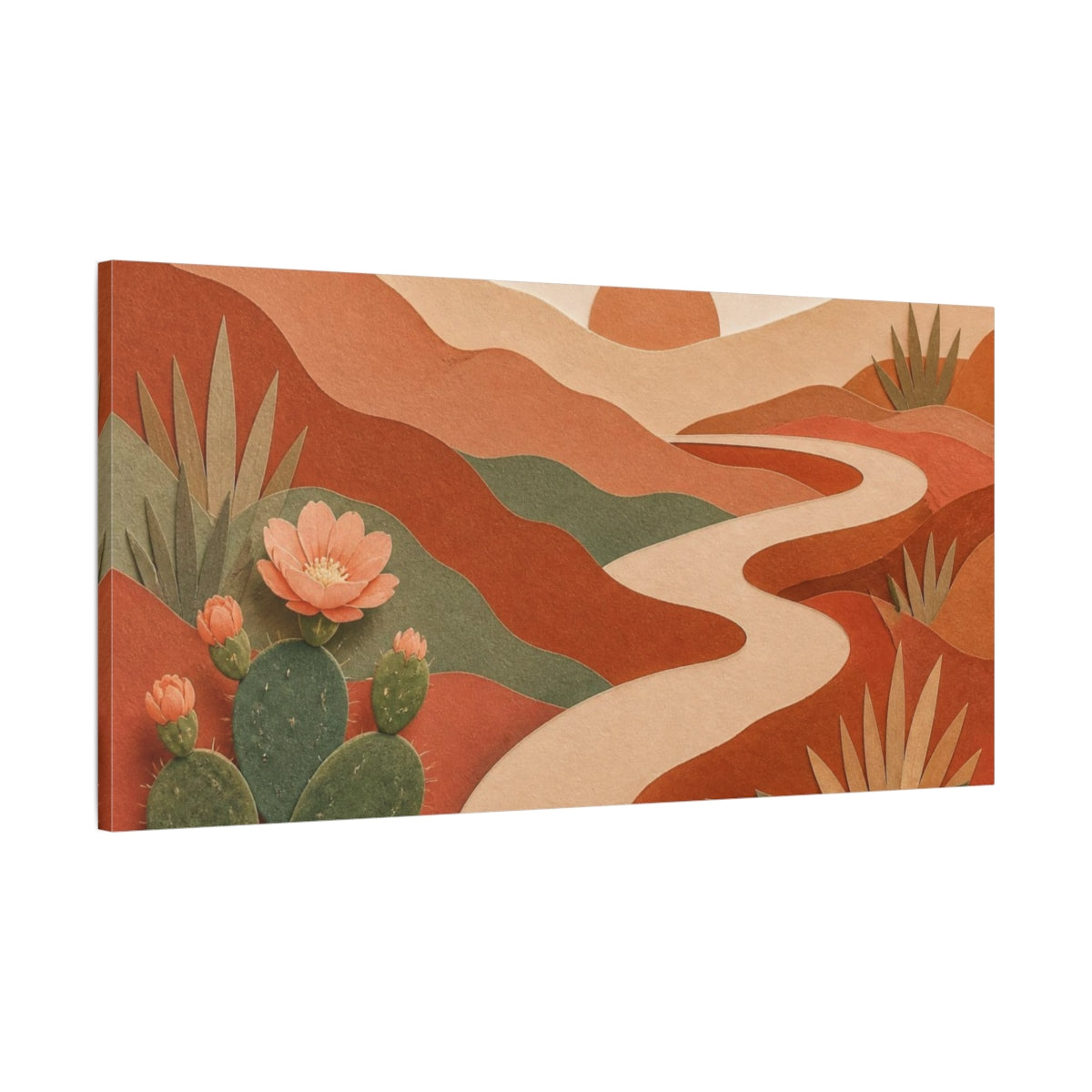 Main Mockup. Boho Cactus Landscape shown as canvas print
