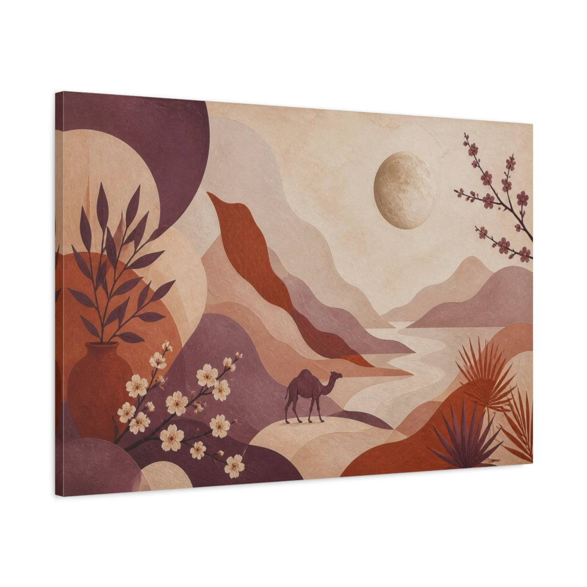 Main Mockup. Boho Camel Valley shown as canvas print