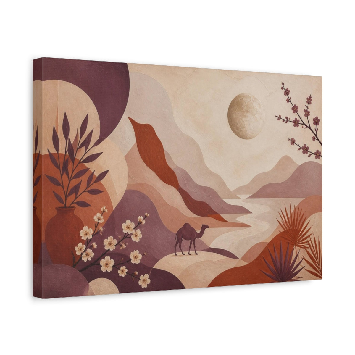 Side Mockup 4. Boho Camel Valley shown as canvas print
