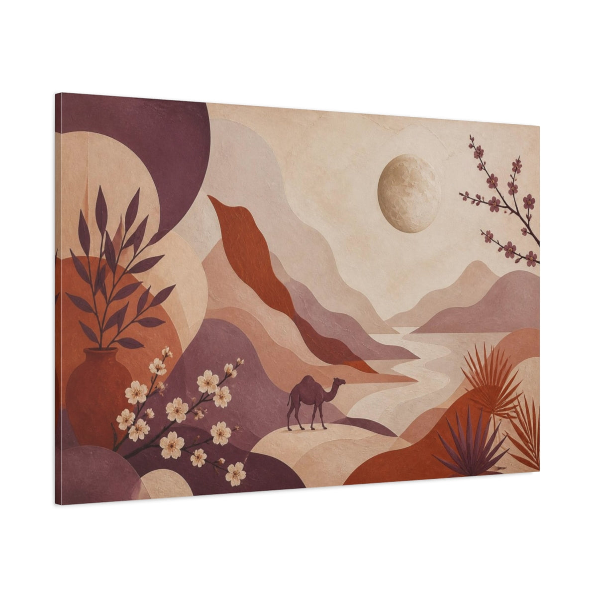 Side Mockup 1. Boho Camel Valley shown as canvas print