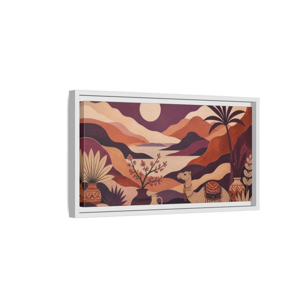 Side Mockup 6. Boho Camel Valley shown as framed canvas print