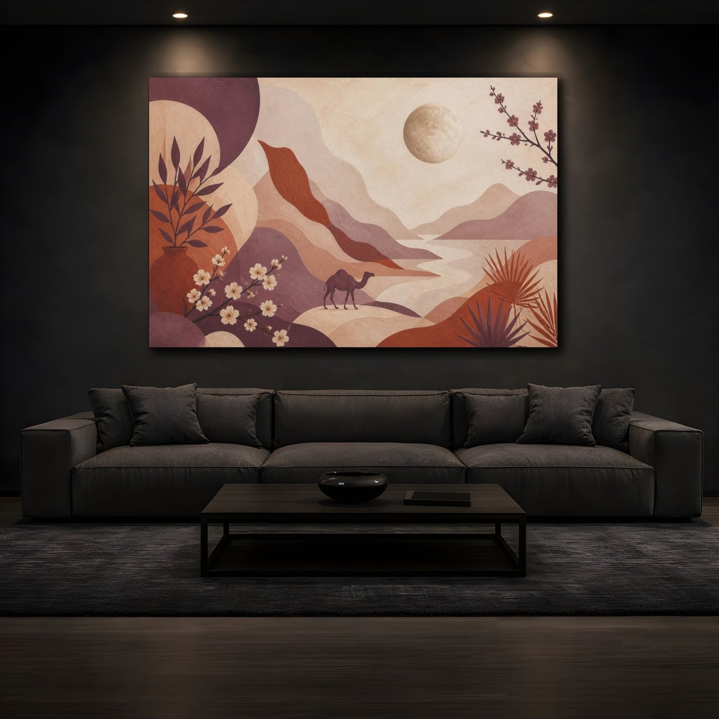 Mockup 3. Boho Camel Valley shown as canvas print