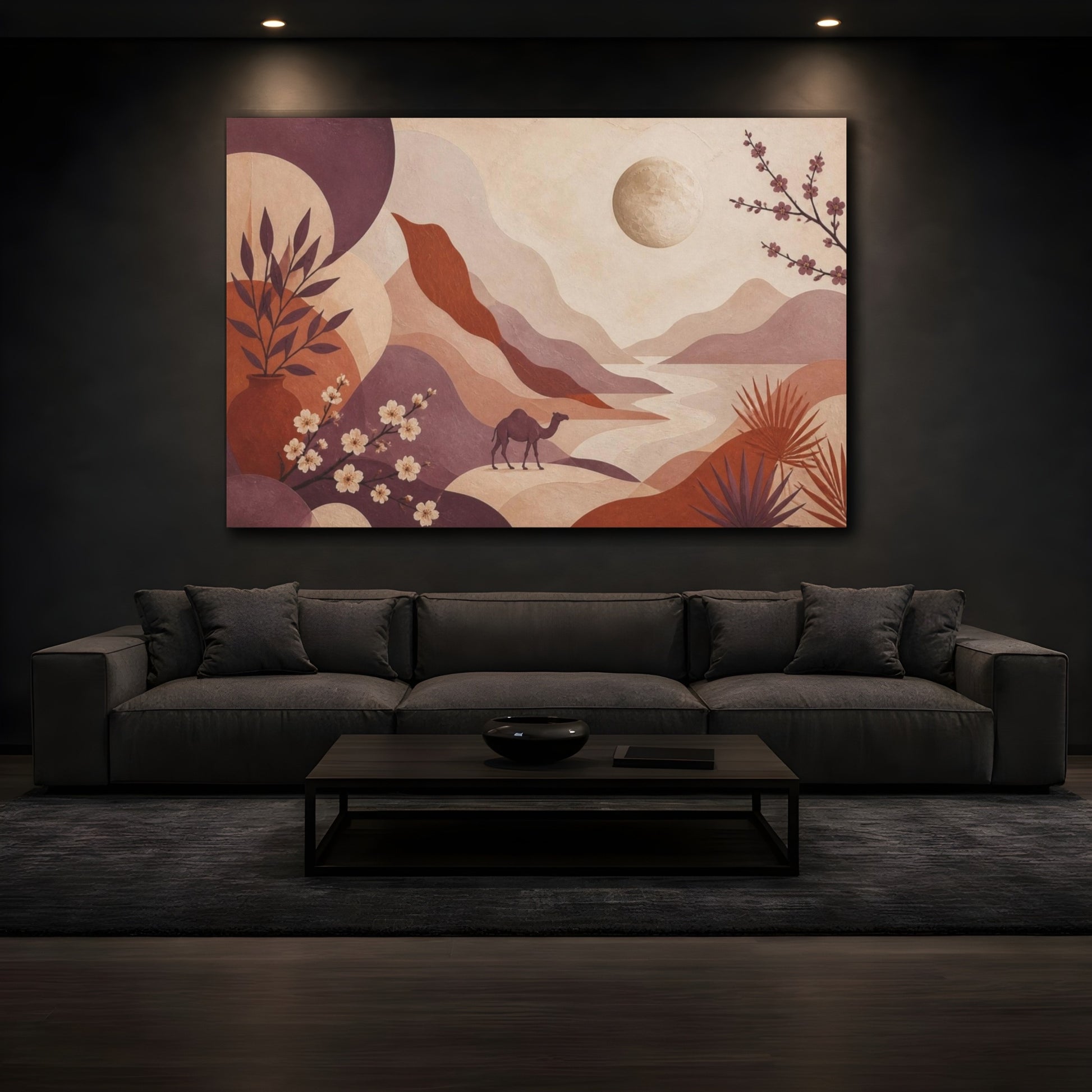 Mockup 3. Boho Camel Valley shown as canvas print