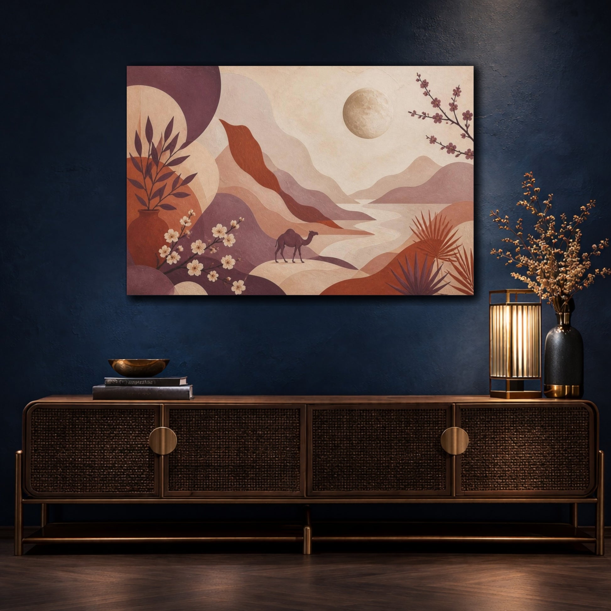 Mockup 4. Boho Camel Valley shown as canvas print