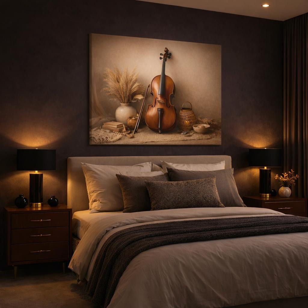Boho Cello Vintage - Canvas Wall Art Print - YesArtYes