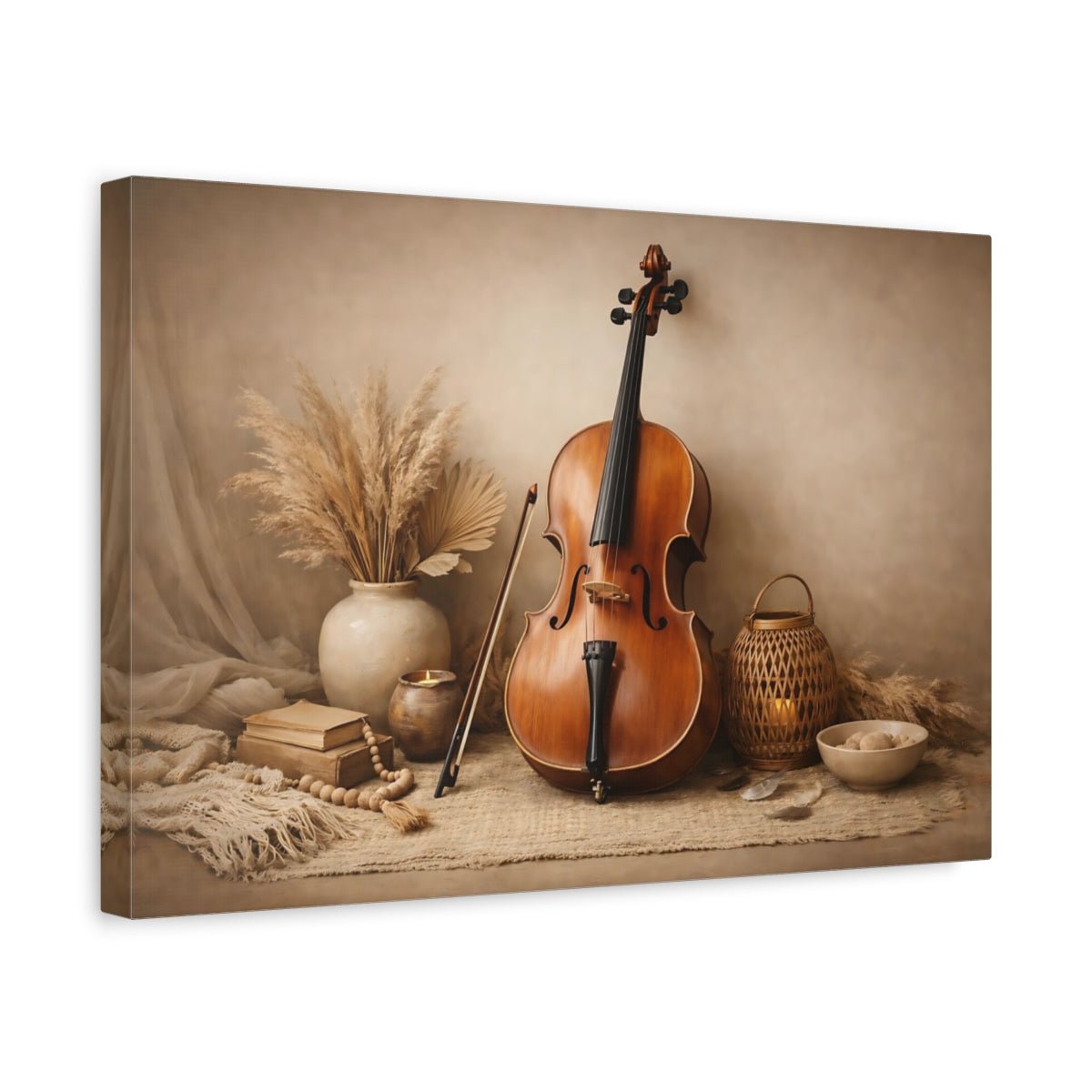 Boho Cello Vintage - Canvas Wall Art Print - YesArtYes