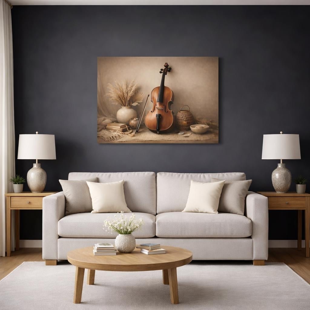 Boho Cello Vintage - Canvas Wall Art Print - YesArtYes