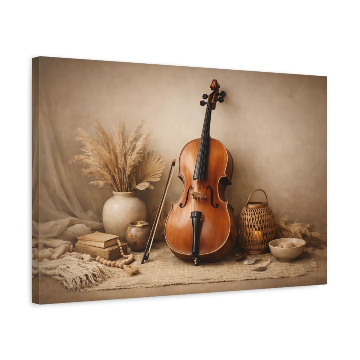 Boho Cello Vintage - Canvas Wall Art Print - YesArtYes