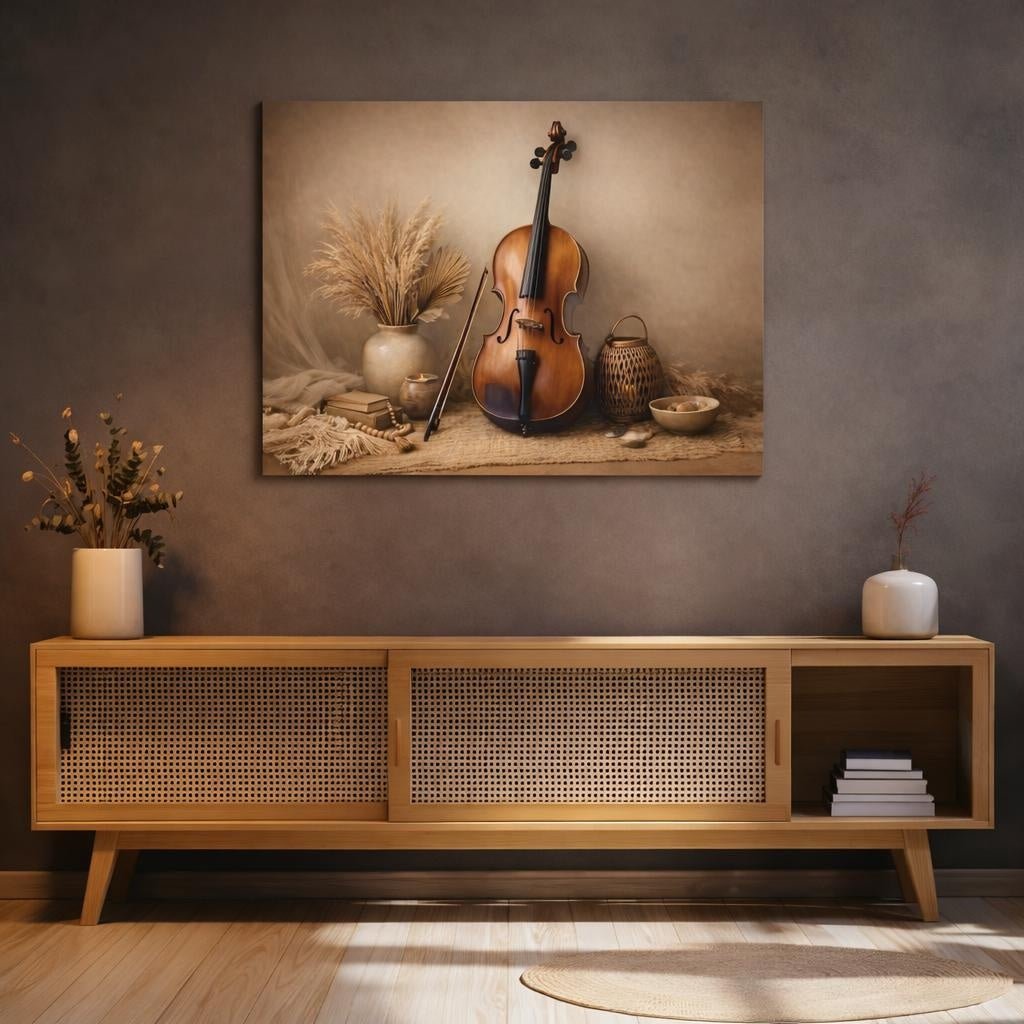 Boho Cello Vintage - Canvas Wall Art Print - YesArtYes