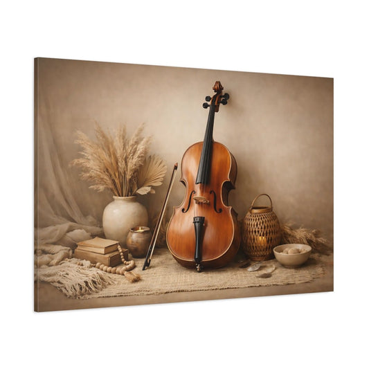 Boho Cello Vintage - Canvas Wall Art Print - YesArtYes
