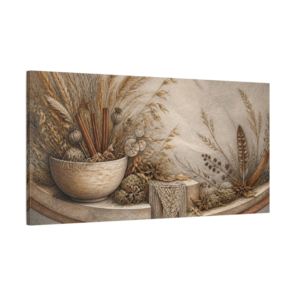 Main Mockup. Boho Ceramic Bowl shown as canvas print