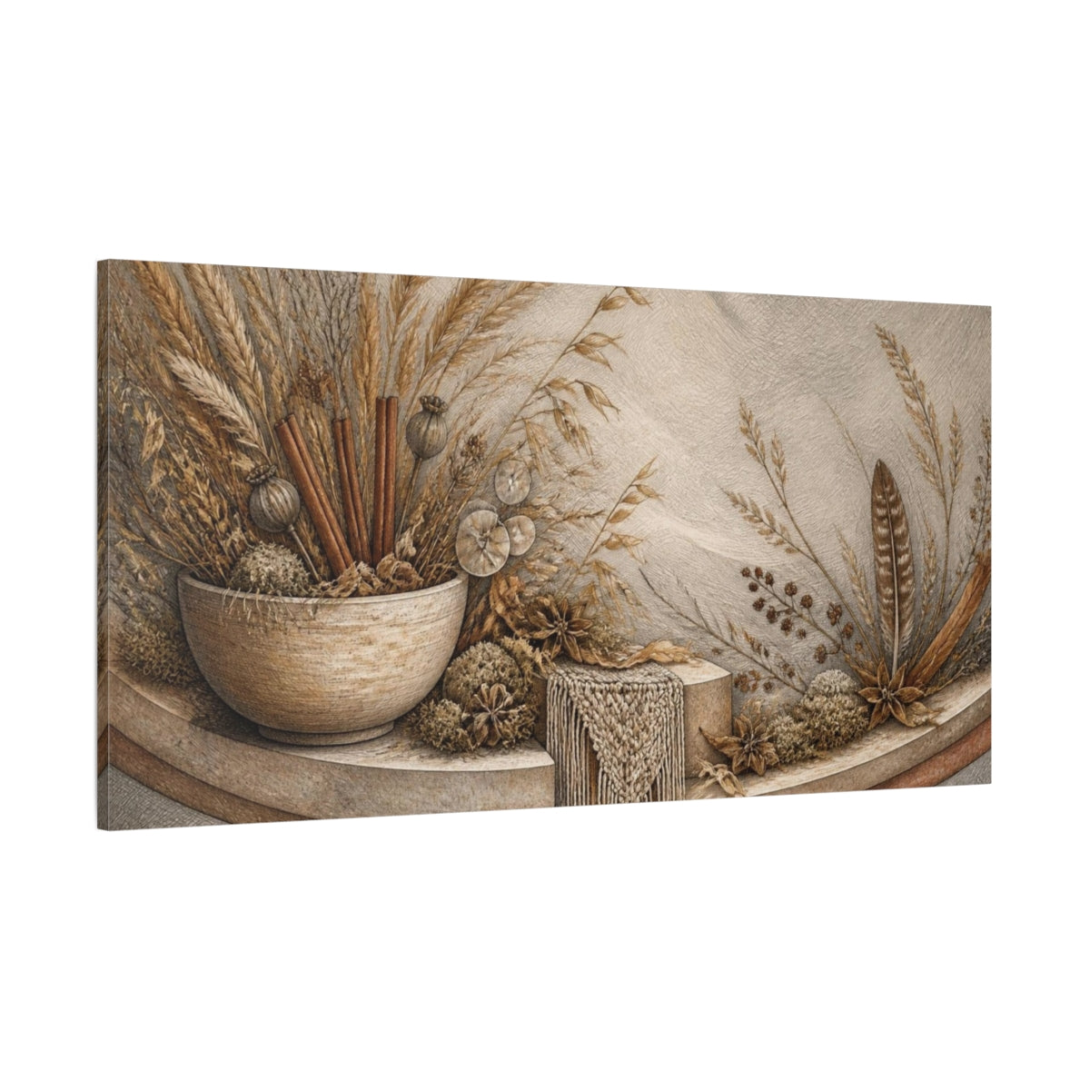 Side Mockup 2. Boho Ceramic Bowl shown as canvas print