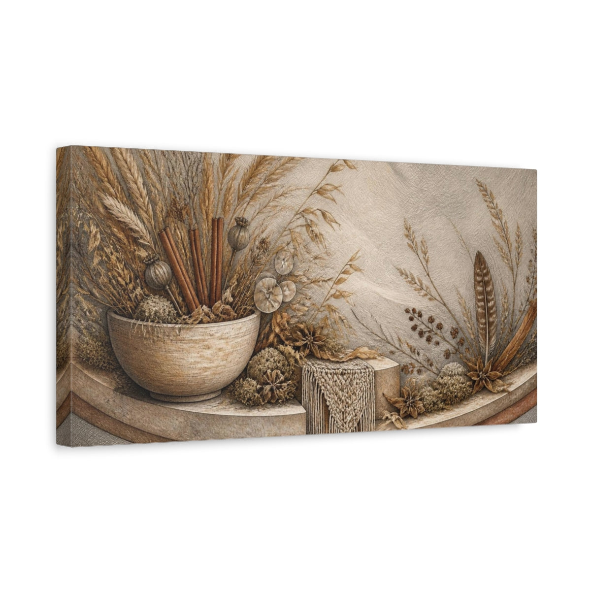 Side Mockup 3. Boho Ceramic Bowl shown as canvas print
