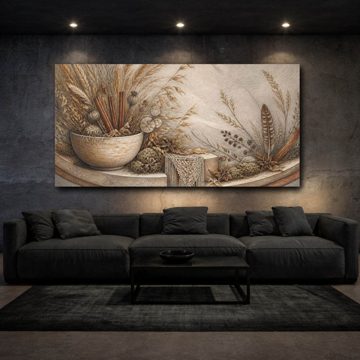Mockup 3. Boho Ceramic Bowl shown as canvas print