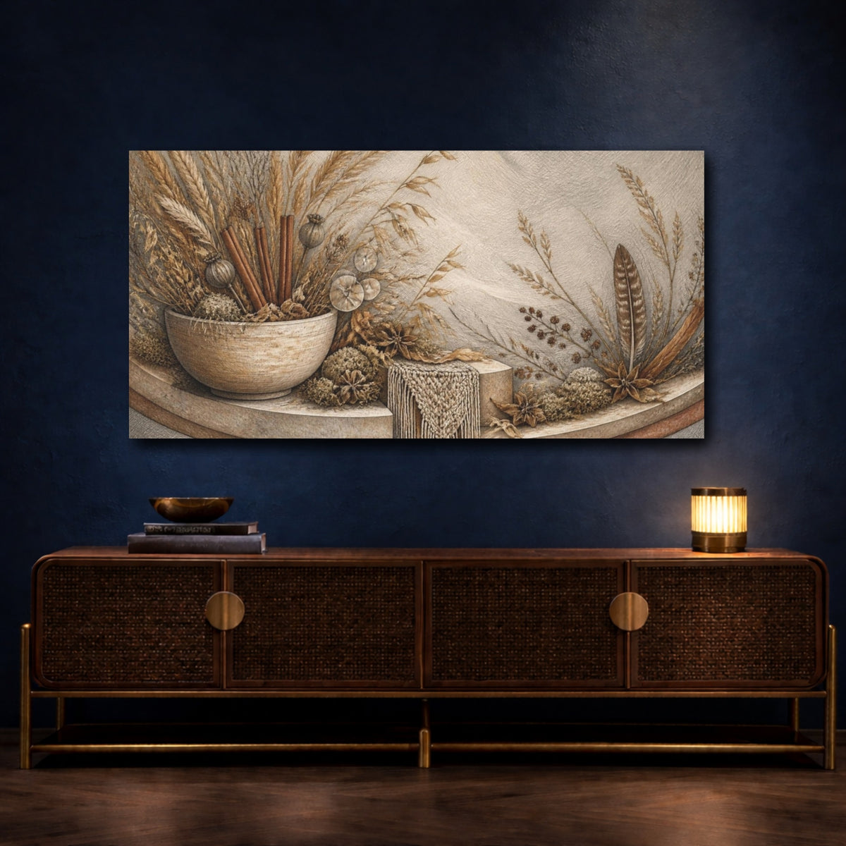 Mockup 4. Boho Ceramic Bowl shown as canvas print