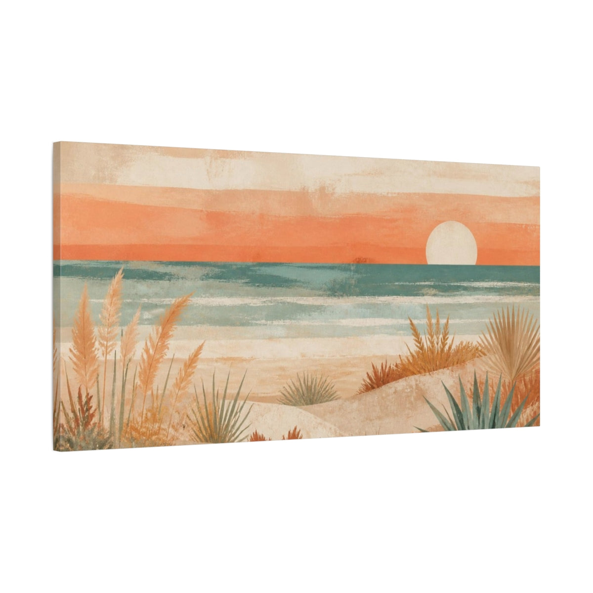 Main Mockup. Boho Coastal Dunes shown as canvas print