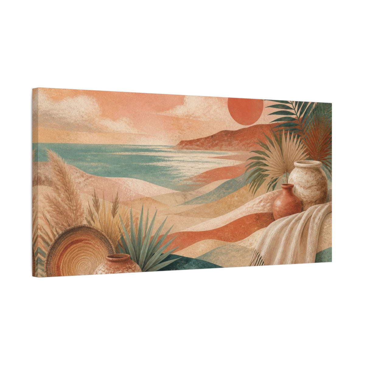 Side Mockup 1. Boho Coastal Dunes shown as canvas print