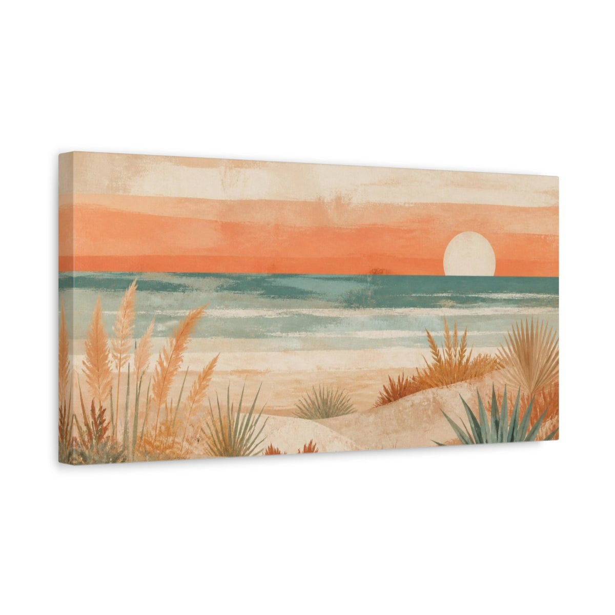 Side Mockup 3. Boho Coastal Dunes shown as canvas print