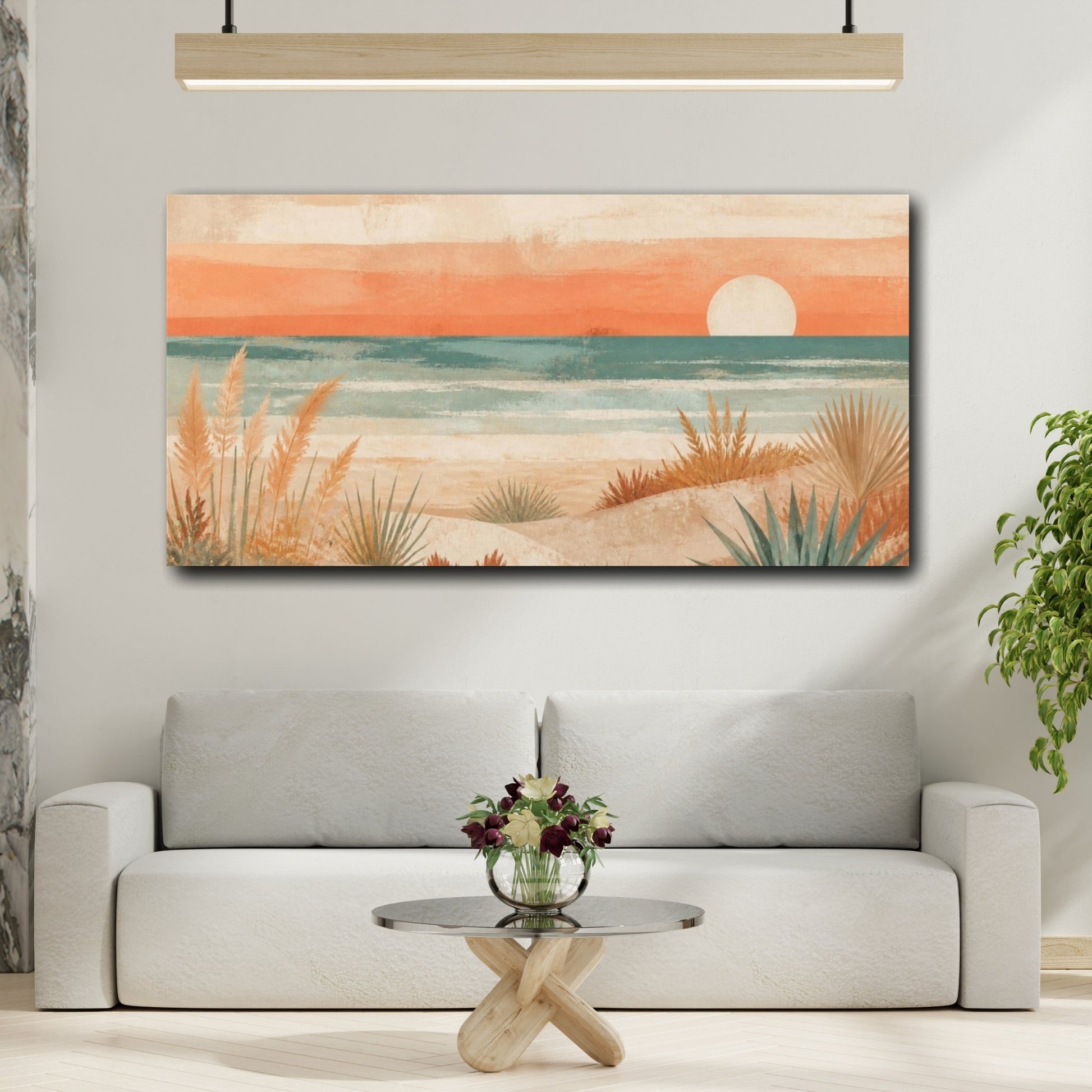 Mockup 2. Boho Coastal Dunes shown as canvas print