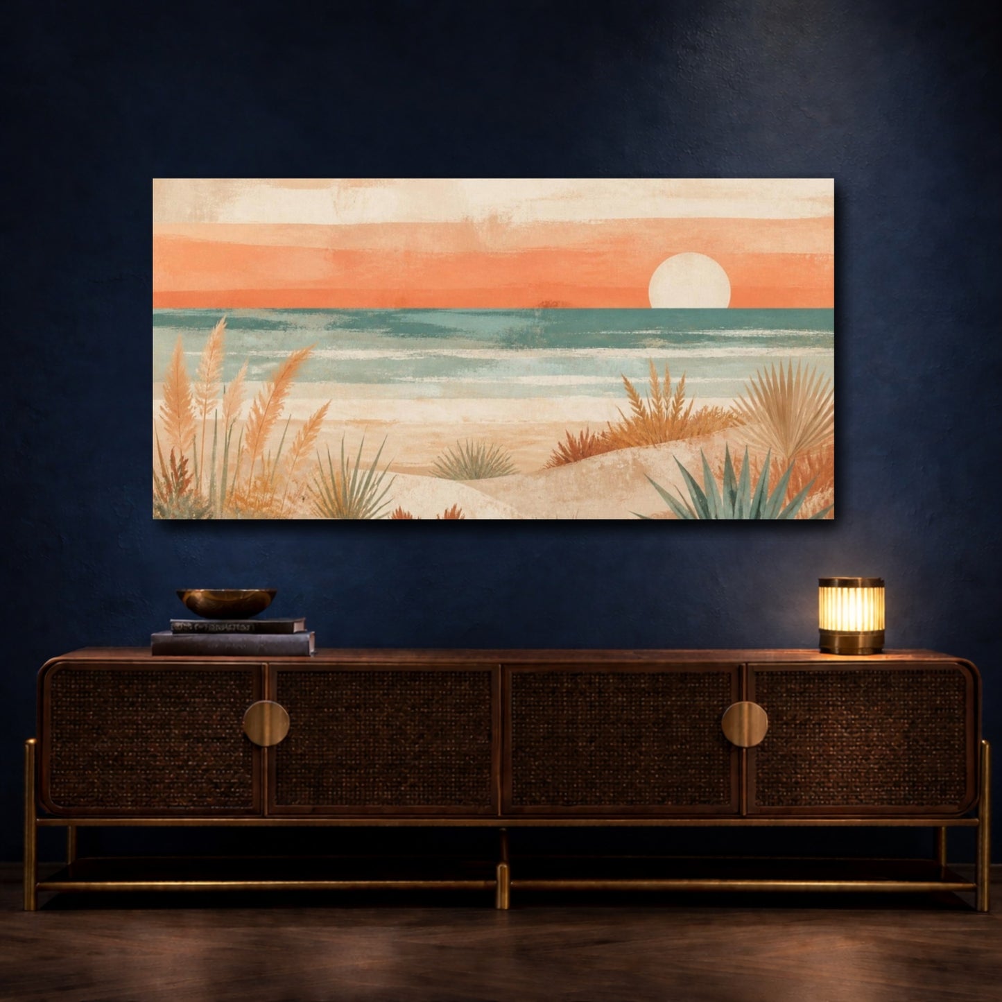 Mockup 4. Boho Coastal Dunes shown as canvas print