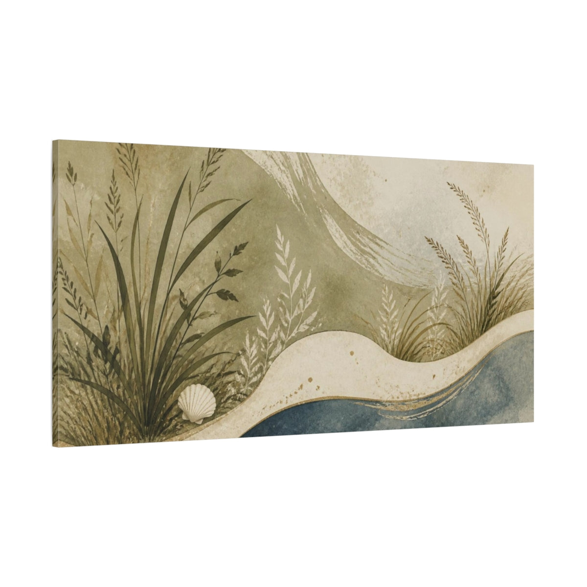 Side Mockup 2. Boho Coastal Grasses shown as canvas print