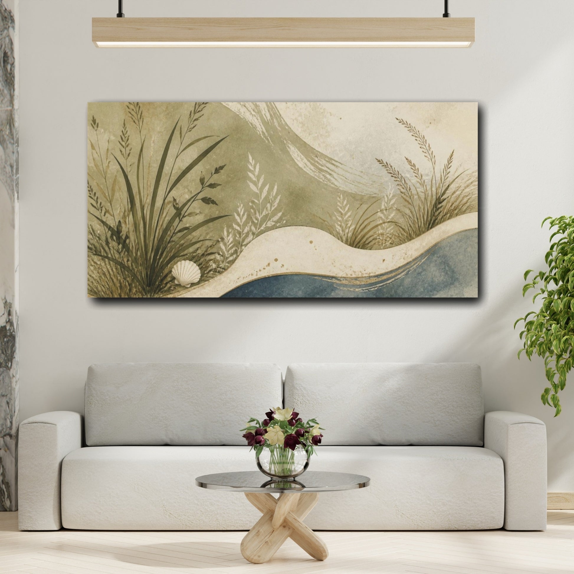 Mockup 2. Boho Coastal Grasses shown as canvas print