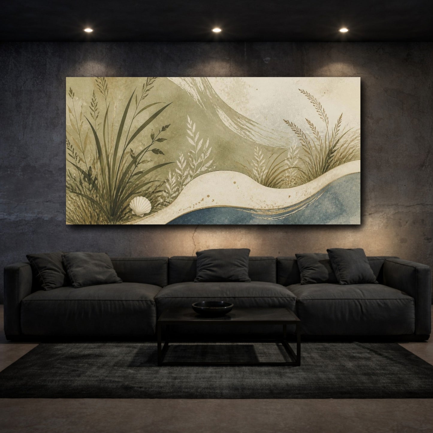 Mockup 3. Boho Coastal Grasses shown as canvas print