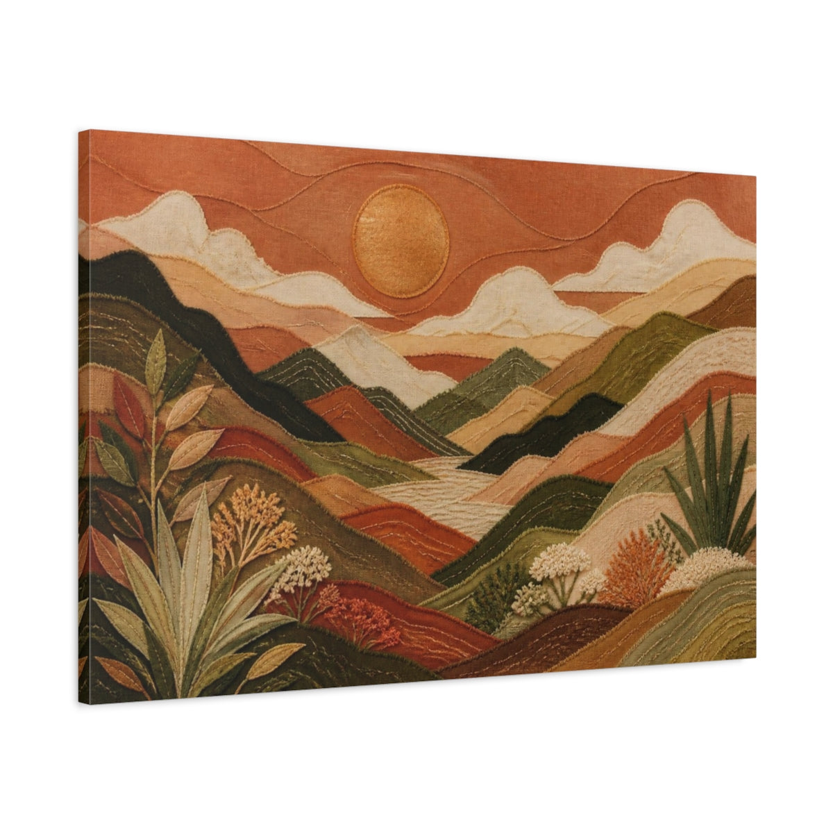 Main Mockup. Boho Copper Mountain Valley shown as canvas print