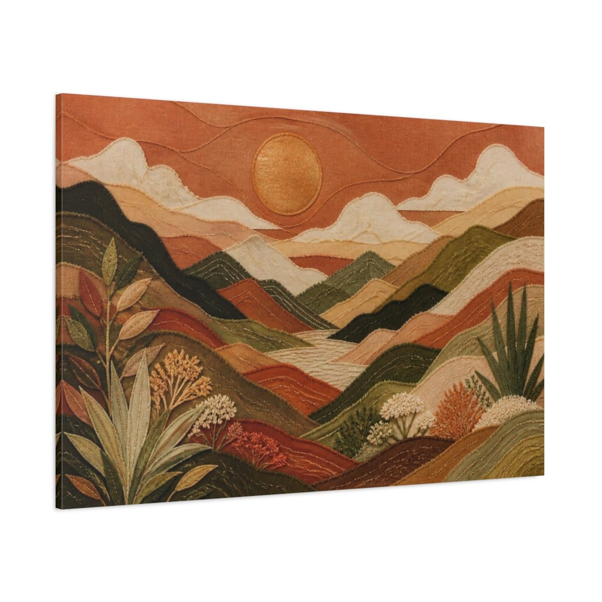 Boho Copper Mountain Valley Canvas Print – Living Room, Above Couch - YesArtYes