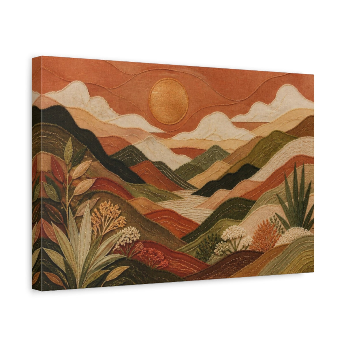 Side Mockup 4. Boho Copper Mountain Valley shown as canvas print