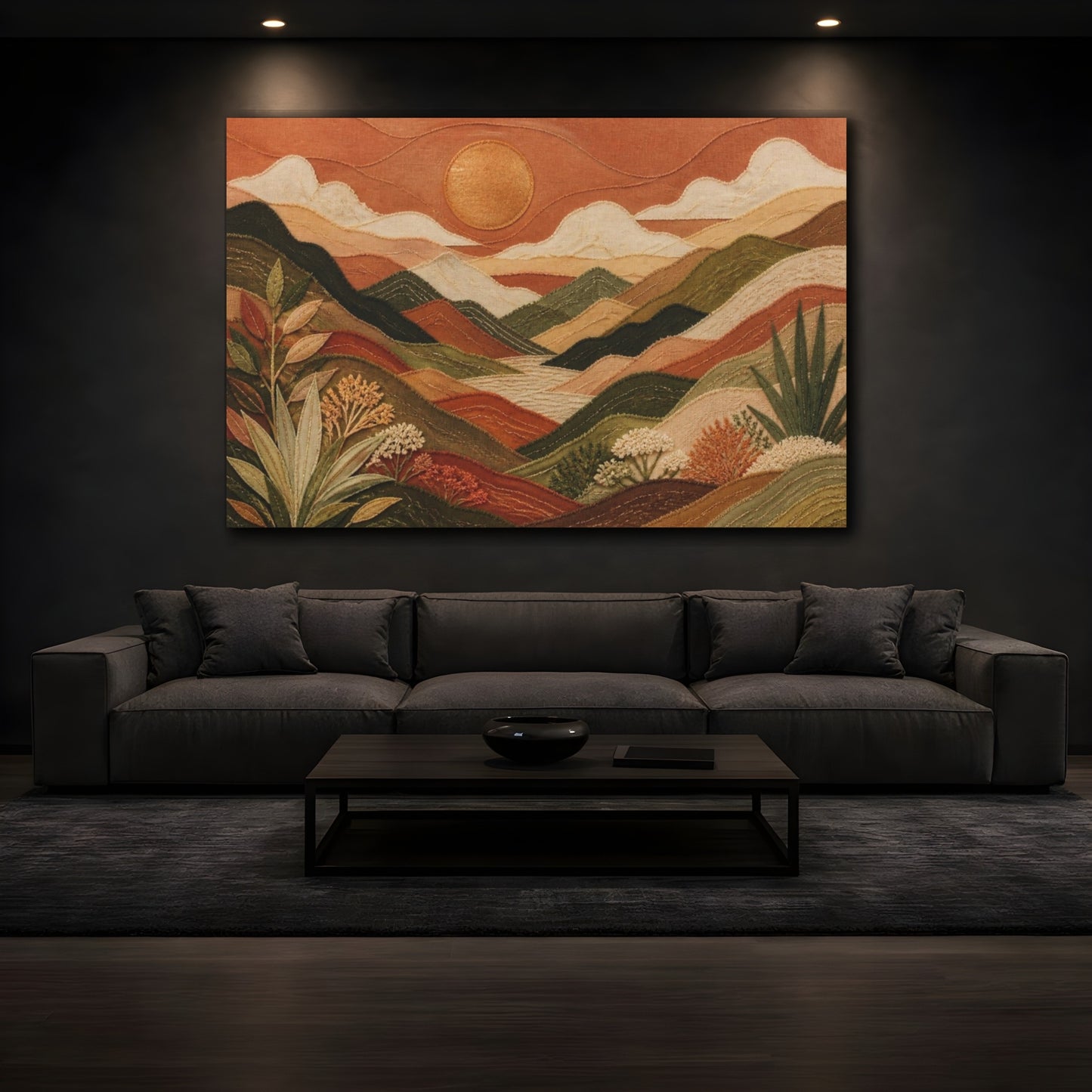 Mockup 3. Boho Copper Mountain Valley shown as canvas print
