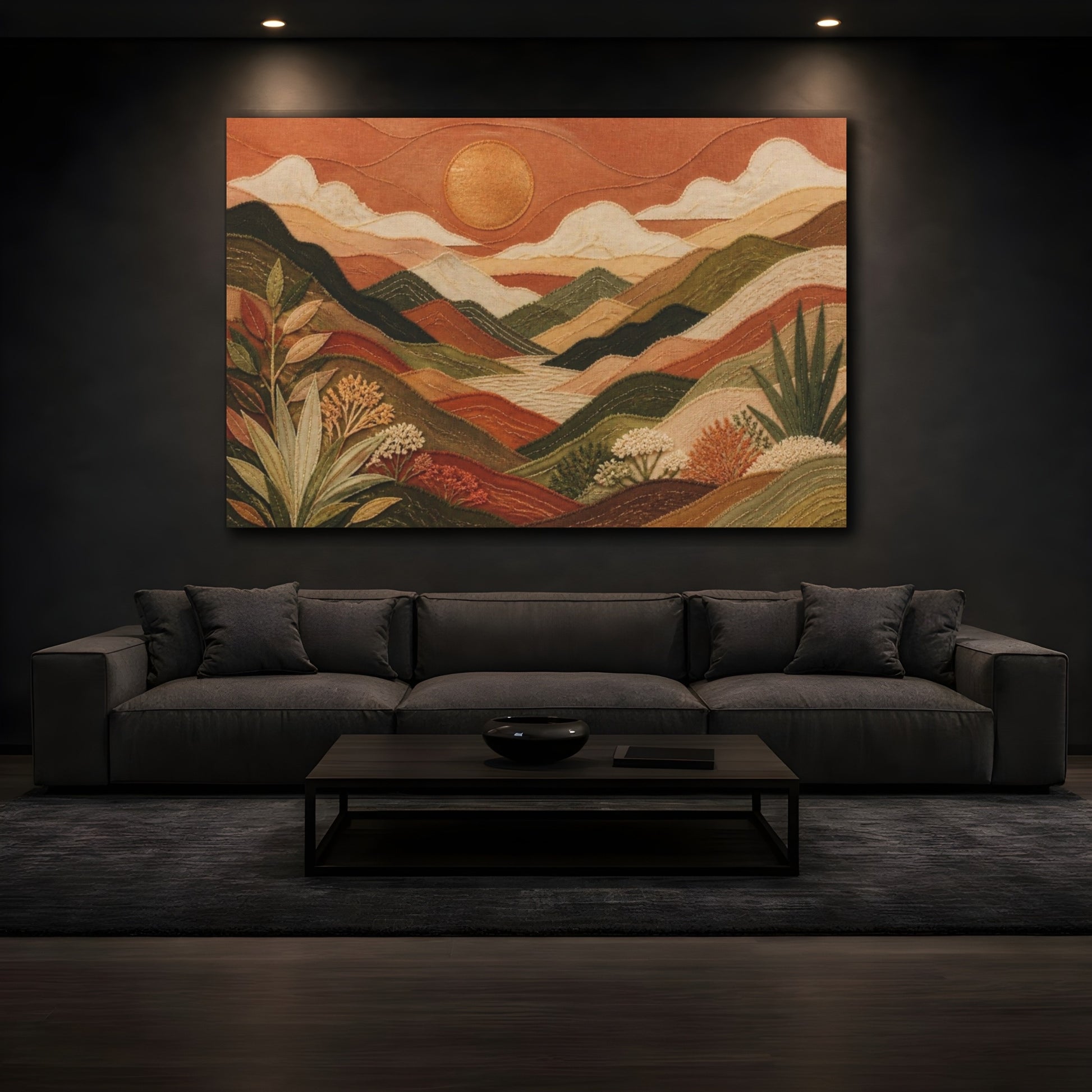 Mockup 3. Boho Copper Mountain Valley shown as canvas print