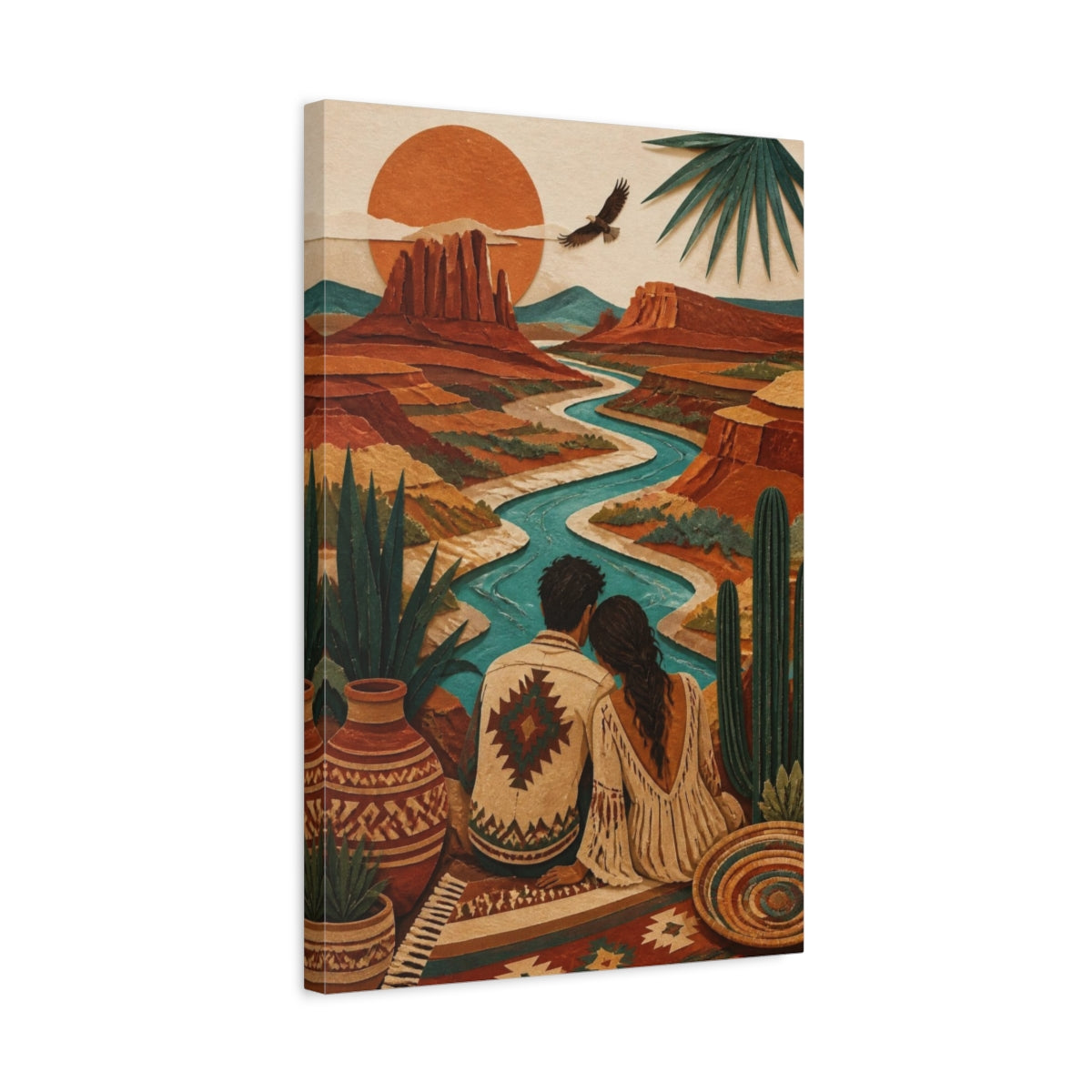 Side Mockup 3. Boho Couple By River shown as canvas print