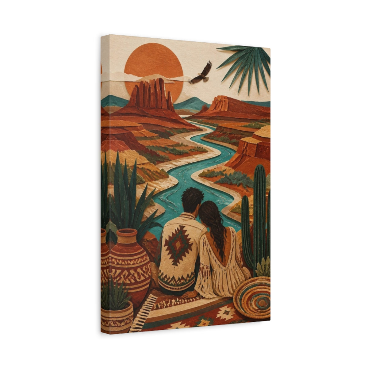 Side Mockup 4. Boho Couple By River shown as canvas print