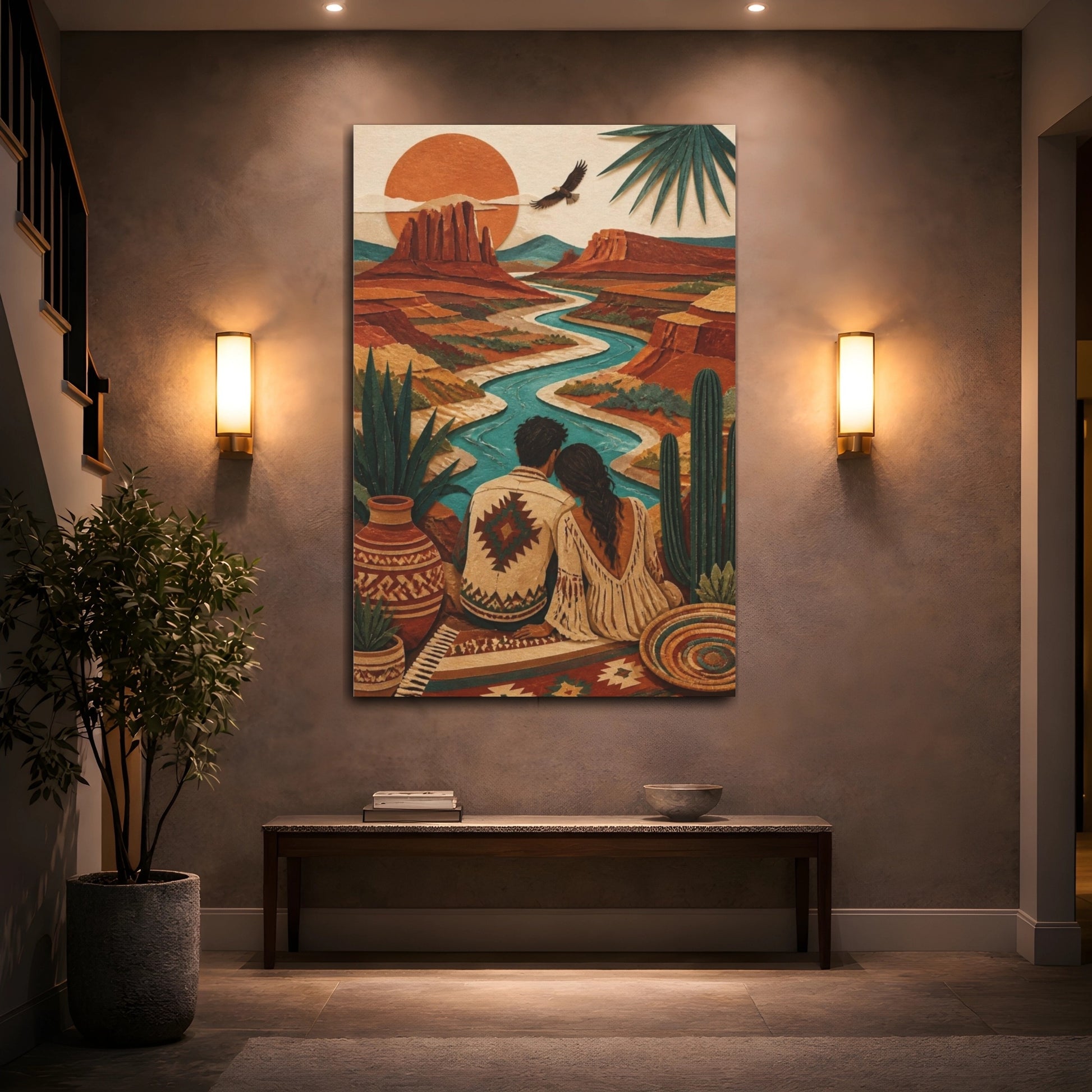 Mockup 2. Boho Couple By River shown as canvas print