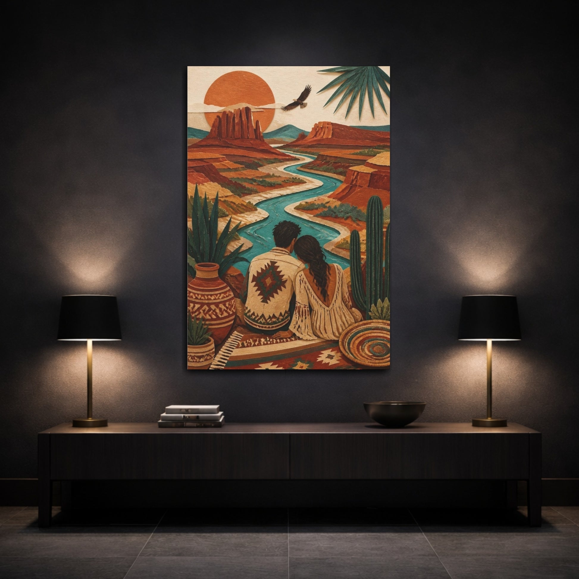 Mockup 3. Boho Couple By River shown as canvas print