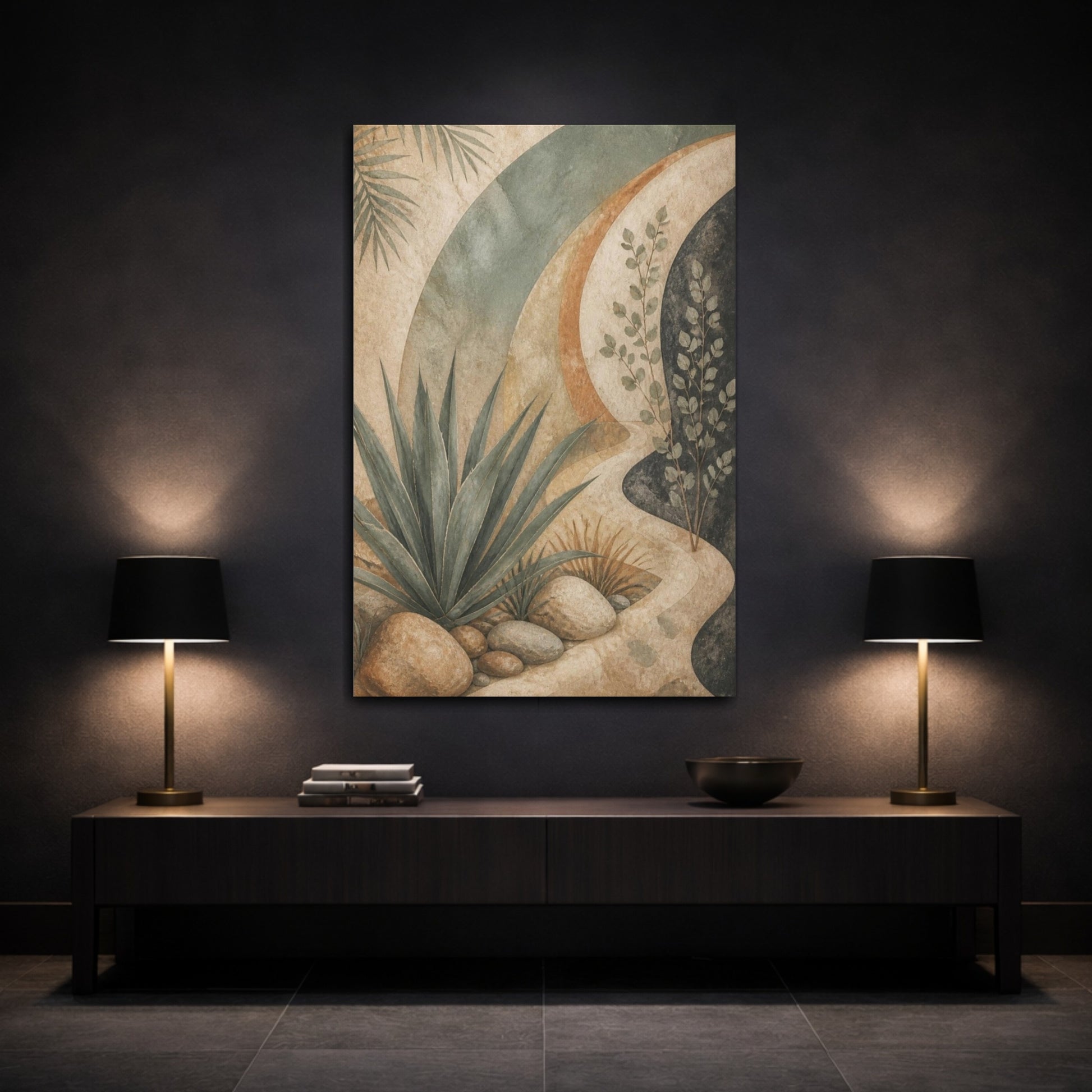 Mockup 3. Boho Desert Agave shown as canvas print