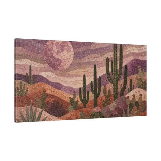 Main Mockup. Boho Desert Cacti Mosaic shown as canvas print