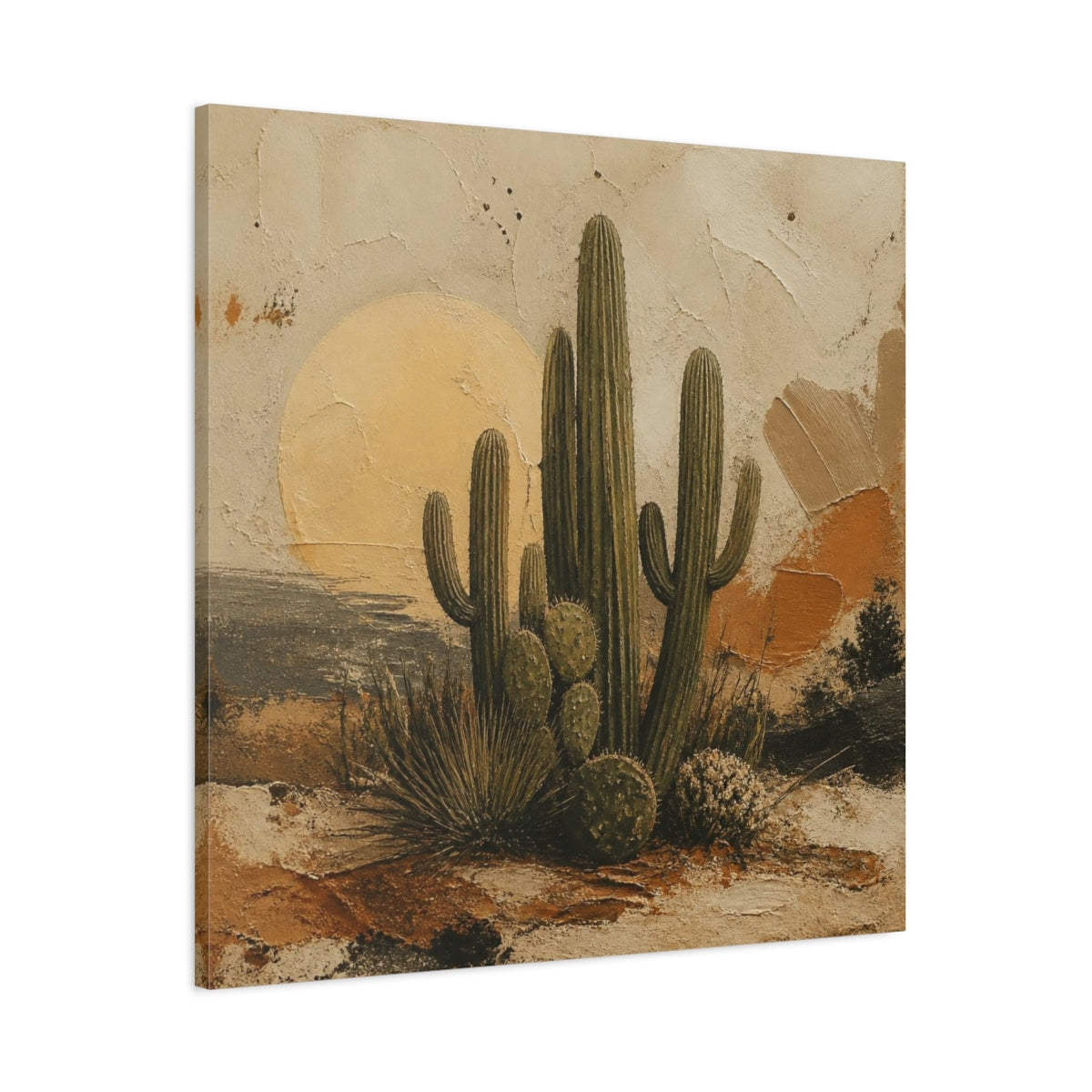 Main Mockup. Boho Desert Cactus Cluster shown as canvas print
