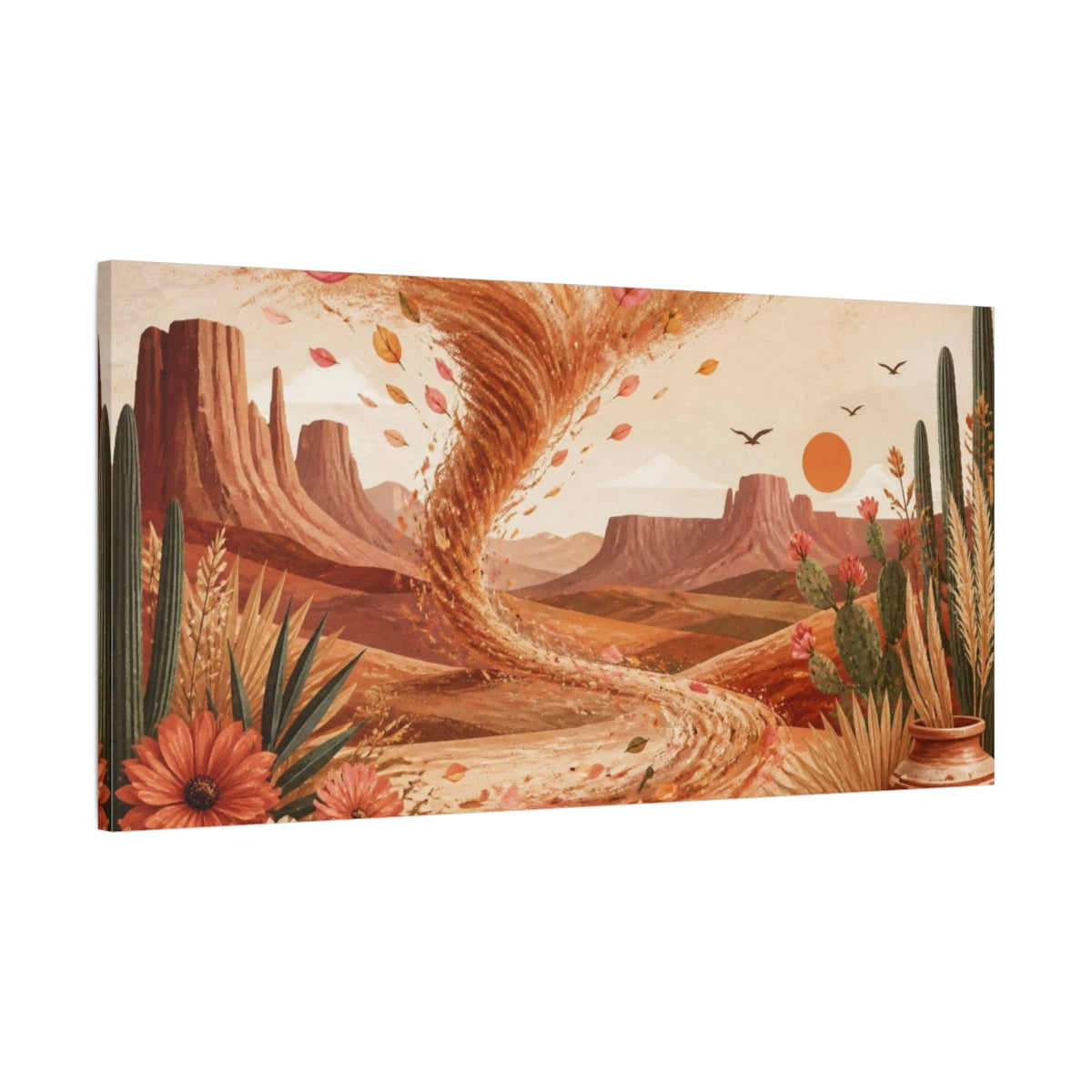 Main Mockup. Boho Desert Dust Devil shown as canvas print