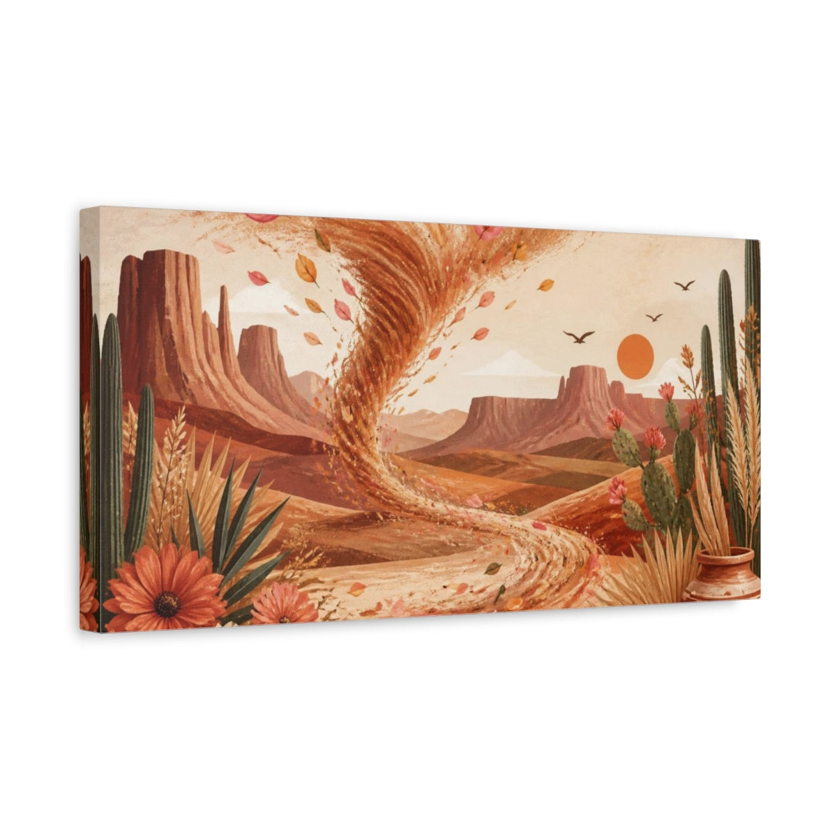 Side Mockup 3. Boho Desert Dust Devil shown as canvas print