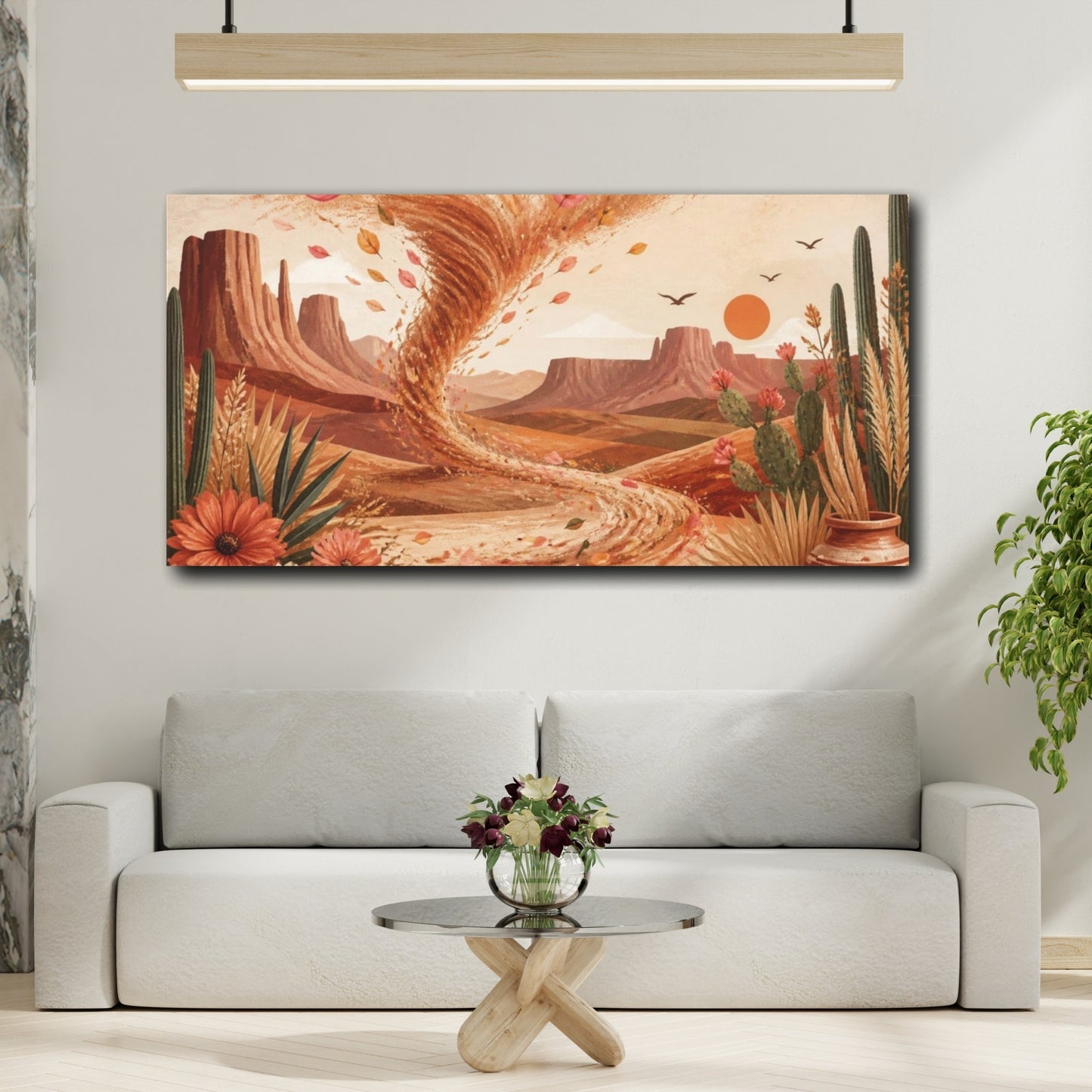 Mockup 2. Boho Desert Dust Devil shown as canvas print