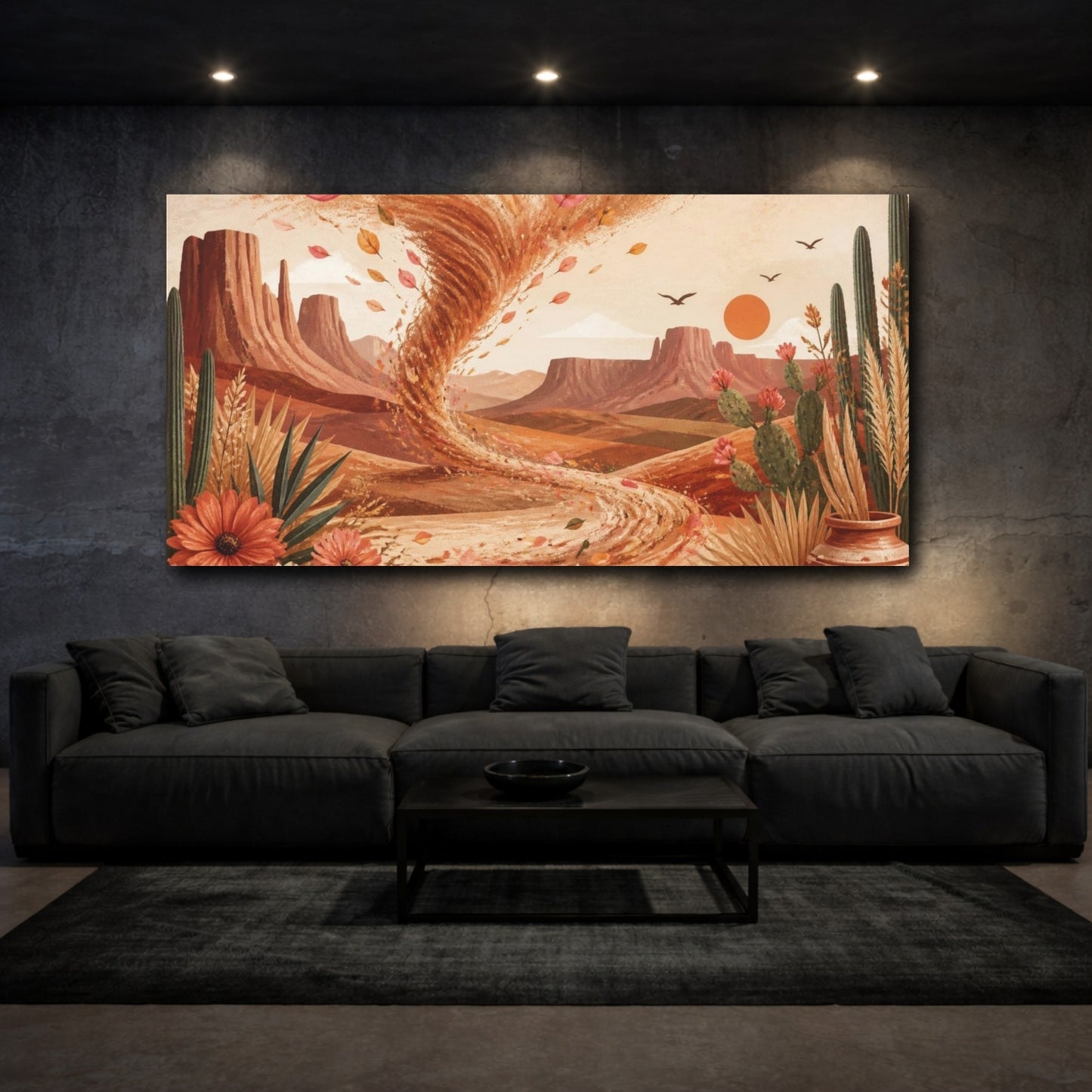 Mockup 3. Boho Desert Dust Devil shown as canvas print
