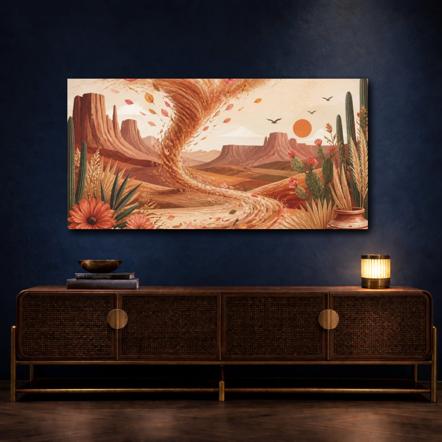 Mockup 4. Boho Desert Dust Devil shown as canvas print