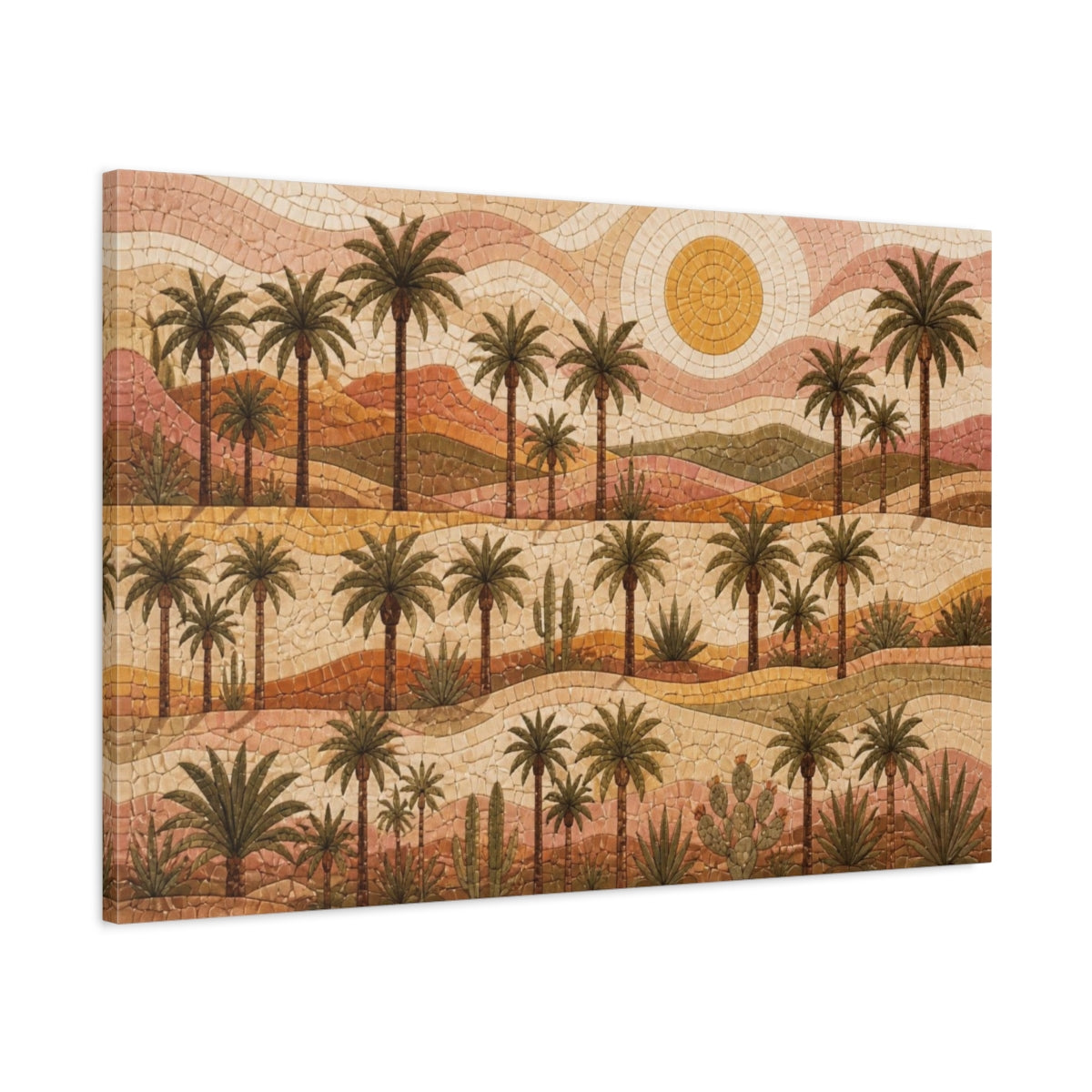 Main Mockup. Boho Desert Palm Mosaic shown as canvas print