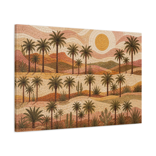 Main Mockup. Boho Desert Palm Mosaic shown as canvas print