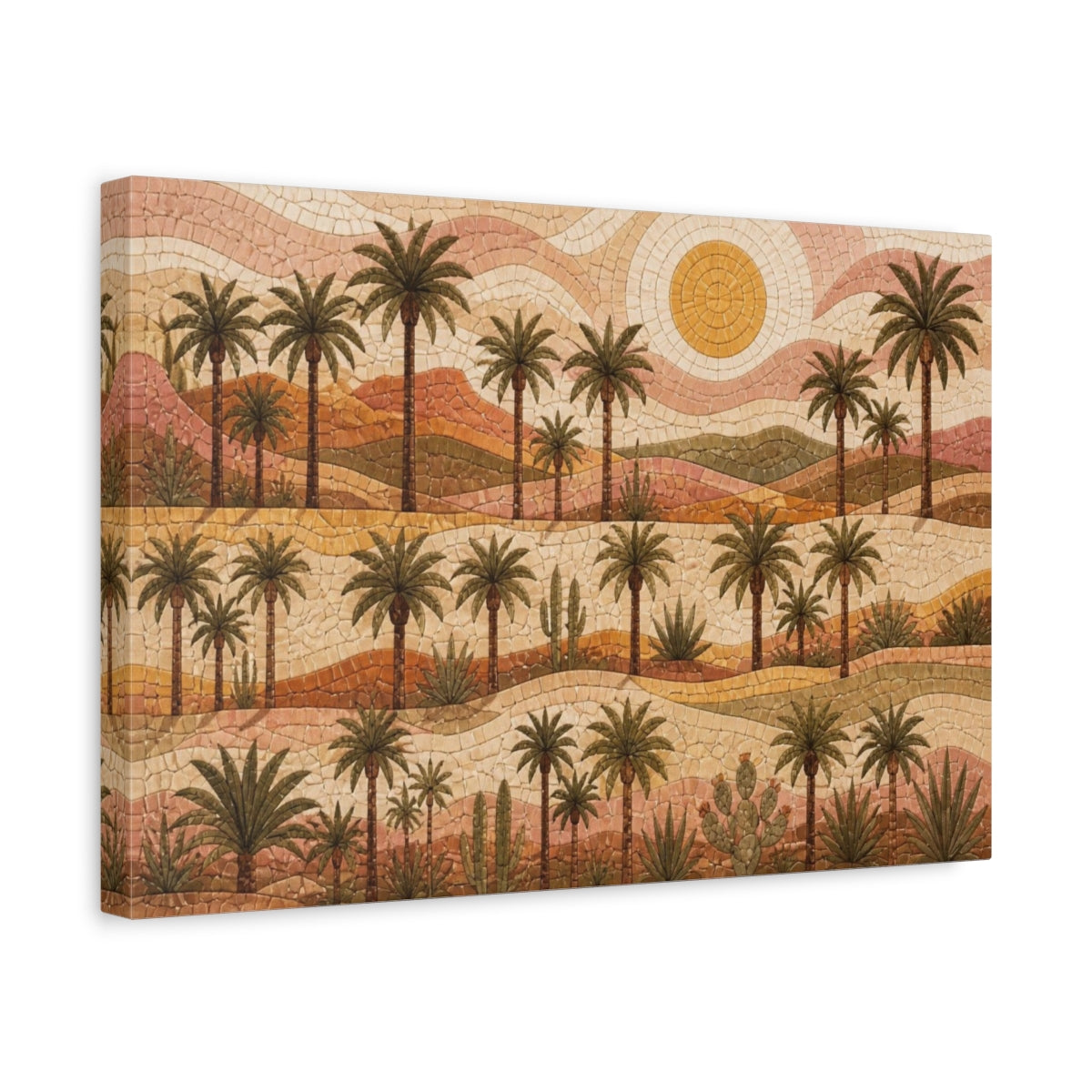 Side Mockup 4. Boho Desert Palm Mosaic shown as canvas print