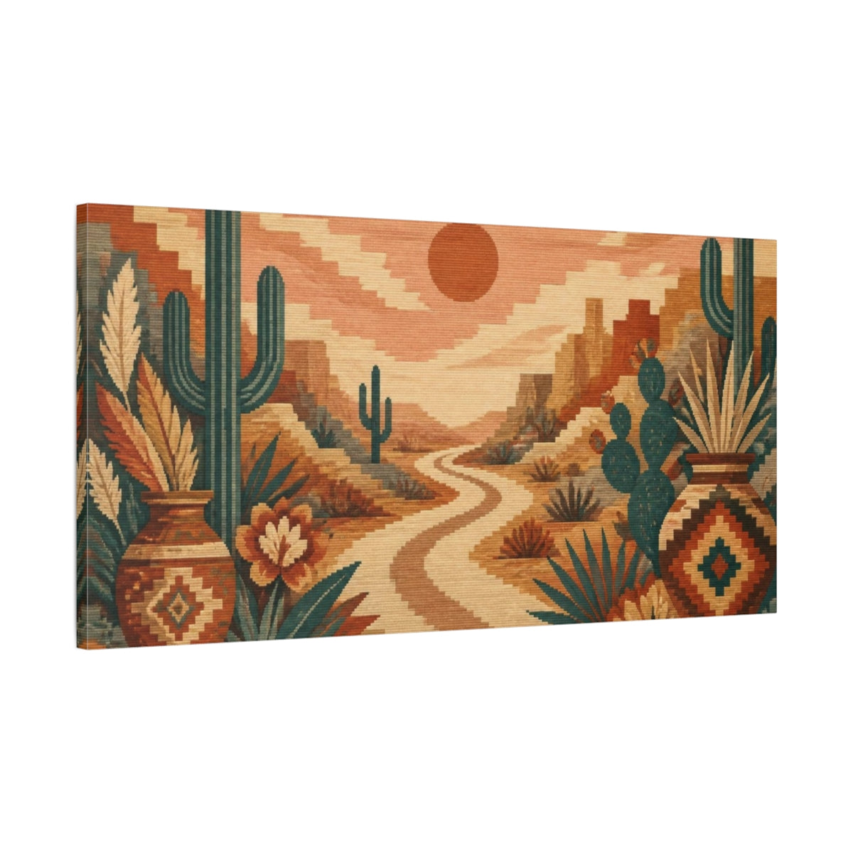 Main Mockup. Boho Desert Road shown as canvas print